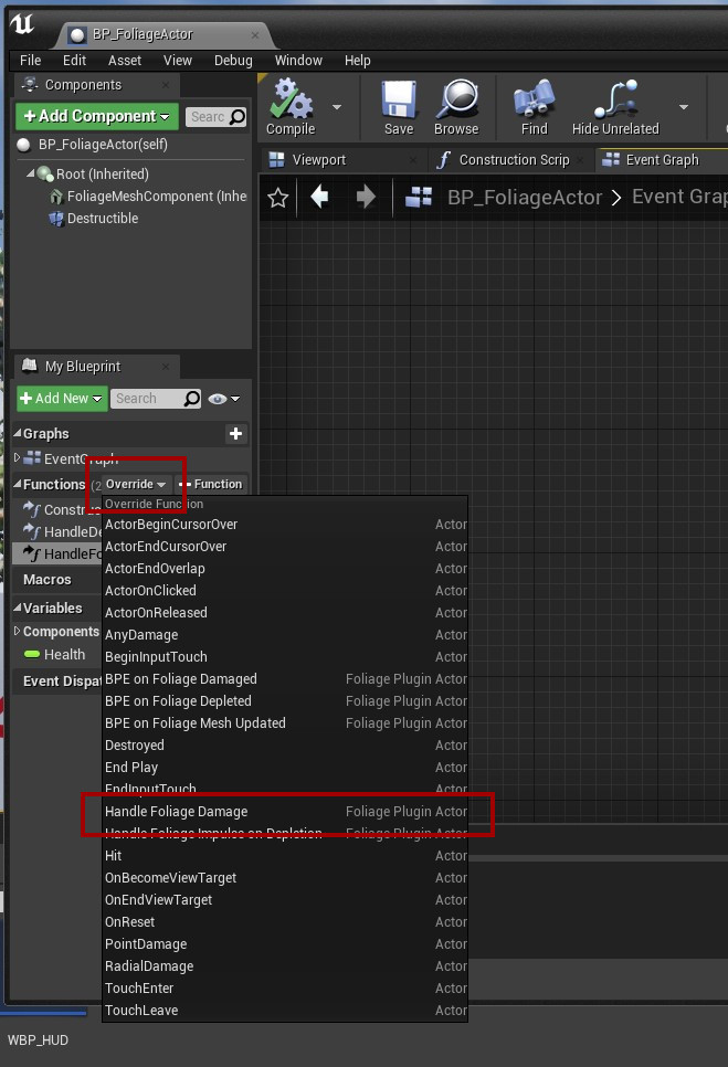 Override Handle Foliage Damage