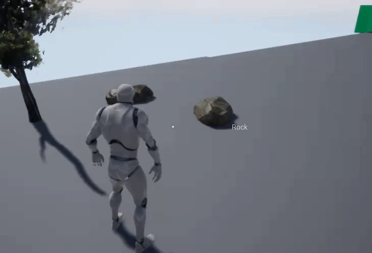 A destructible rock being harvested
