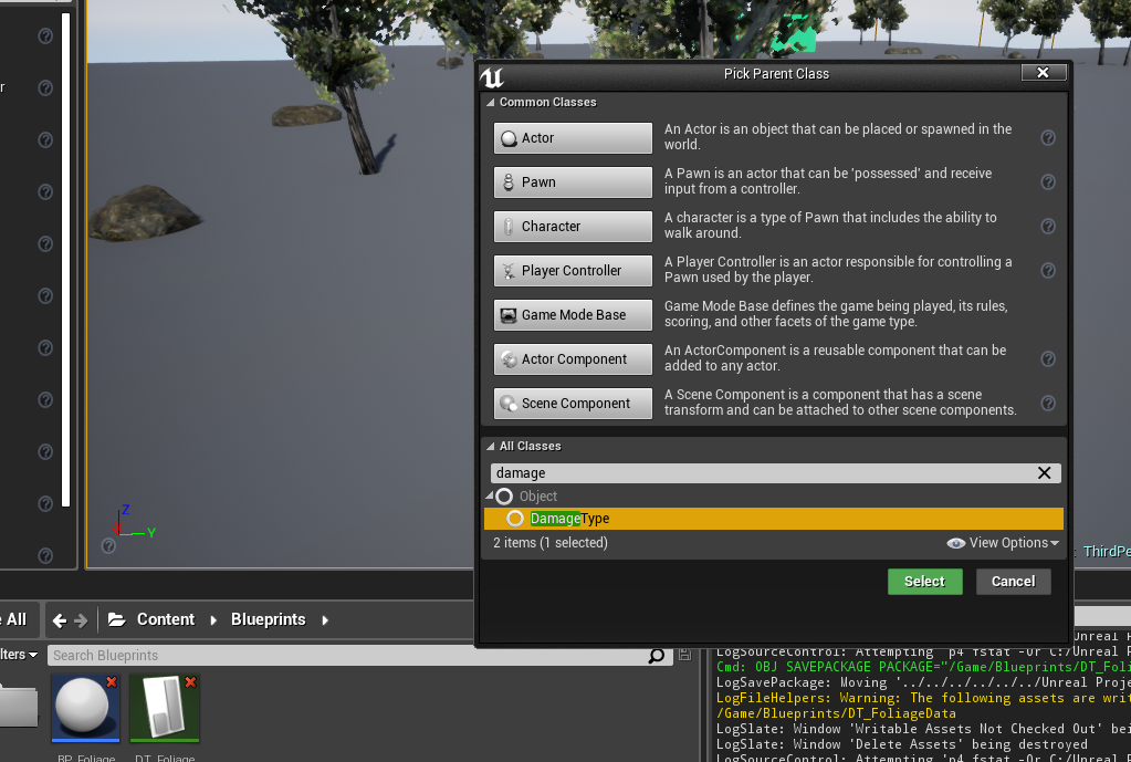 Create a DamageType Blueprint