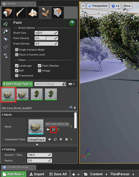 Find the foliage mesh